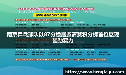 南京乒乓球队以87分稳居邀请赛积分榜首位展现强劲实力
